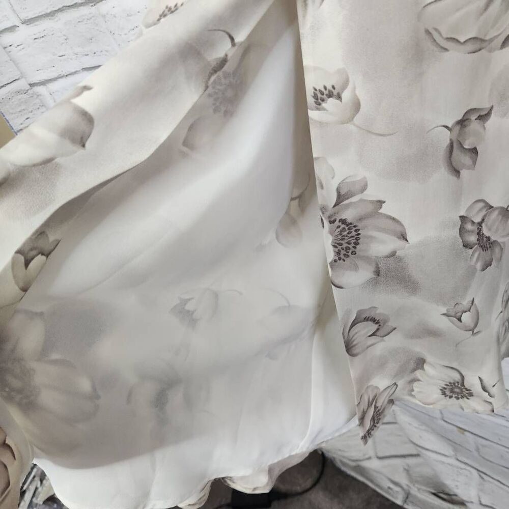 J. Peterman Womens Beige Silk Floral Collared Short Sleeve Maxi Dress Size 8 - Picture 6 of 12